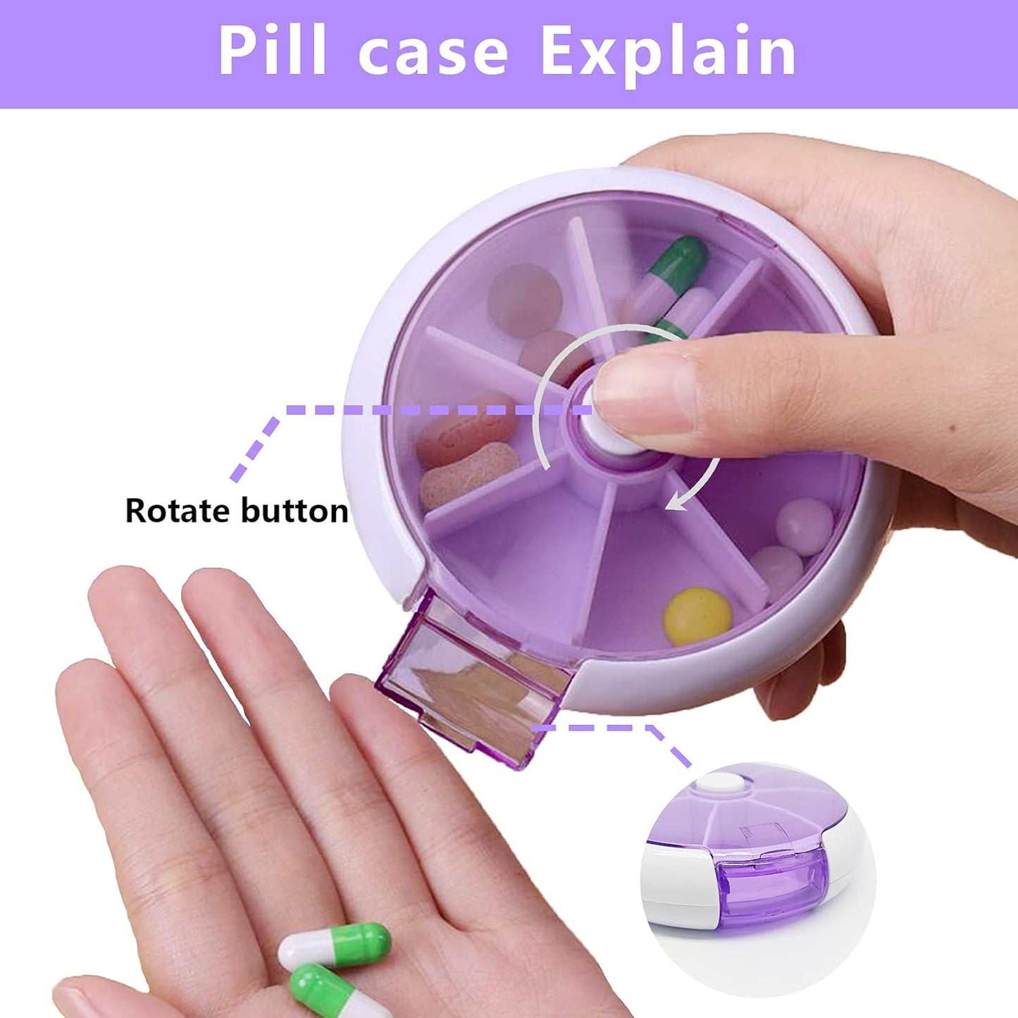 Cute 7-Day Pill Box Dispenser – Portable 7-Grid Medicine Organizer (1 Pc)